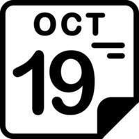 19 October Calendar Solid Black Icon vector