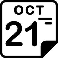 21 October Calendar Solid Black Icon vector