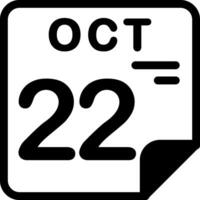 22 October Calendar Solid Black Icon vector