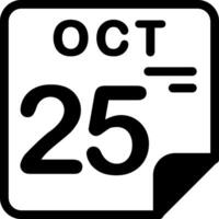 25 October Calendar Solid Black Icon vector