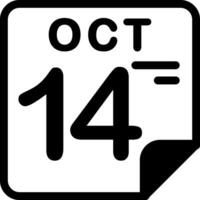 14 October Calendar Solid Black Icon vector