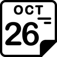 26 October Calendar Solid Black Icon vector