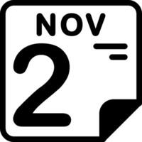2 November Calendar Solid Black Icon vector