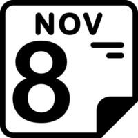 8 November Calendar Solid Black Icon vector