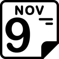 9 November Calendar Solid Black Icon vector