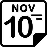 10 November Calendar Solid Black Icon vector