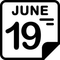 19 June Calendar Solid Black Icon vector