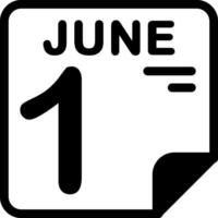 1 Jun Calendar Solid Black Icon vector