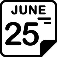 25 June Calendar Solid Black Icon vector