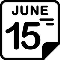 15 June Calendar Solid Black Icon vector