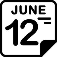12 June Calendar Solid Black Icon vector