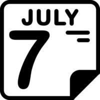 7 July Calendar Solid Black Icon vector