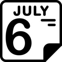 6 July Calendar Solid Black Icon vector