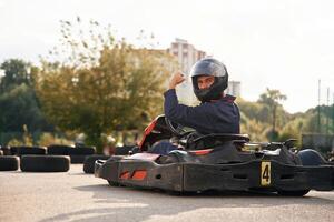 Trees and sunlight.., Man is outdoors, kart racing conception photo