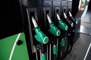Close up ,view ,of, various gas pump nozzles photo