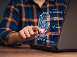 AI Artificial Intelligence of future technology network of the brain on business analysis, innovation, and business growth development. photo
