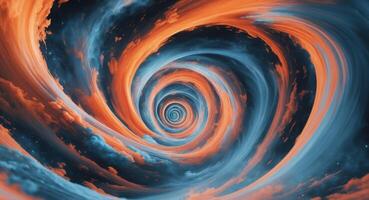 The Cosmic Vortex. A Swirling Symphony of Orange and Blue Nebulae in Deep Space. photo