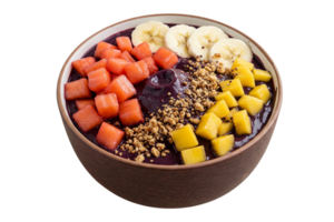 Acai bowl with fresh fruit toppings png
