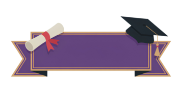 University or High School Graduation Banner Purple and Gold Cap and Diploma with Text Area for Custom Message png