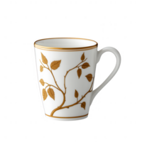 Elegant porcelain cup with a delicate leaf pattern, perfect for enjoying hot beverages. Features a stylish design with gold accents, bringing sophistication to any table setting. png