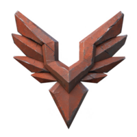 Stylized geometric emblem with sharp edges and multiple layers, designed for versatility in branding and graphic design projects, set against a transparent background. png