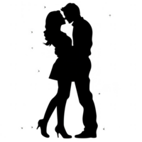 Silhouette of a couple in a romantic embrace, conveying love, intimacy, and connection. Perfect for themes of relationships and emotional bonds. png