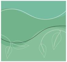 Clean and calming green background featuring flowing organic shapes and elegant white lined leaves. A minimalist and fresh look with a natural touch. vector