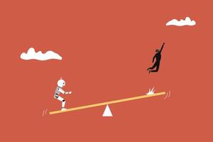 Artificial intelligence helping businessman make strategy and forecast. concept of support coworker, assistance, and partnership vector