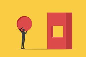 Businessman bring ball. concept of struggle, challenge, difficulty. Minimal design vector