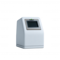 Modern white kiosk with a touchscreen interface, ideal for self-service applications in various environments, including retail and informational purposes. png