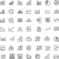 Icon set of chart graph diagram statistics analytics data visualization. Editable stroke. Thin line icons, illustrations. vector
