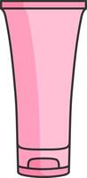 cosmetics bottle, cream tube, simple linear black and pink icon, isolated on a white background, doodle and sketch style, hand drawing vector
