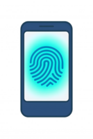 Fingerprint authentication on smartphone digital security technology modern environment close-up view privacy concept png