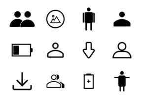 Profile and battery icon set design vector