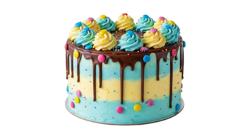 A cake with colorful icing and sprinkles on it png