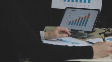 A person is looking at a chart on a computer screen video