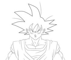 Goku fierce face traced sketch ready to paint vector