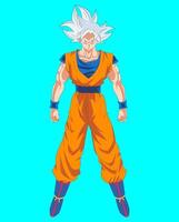 Powerful illustration of Goku in Ultra Instinct vector