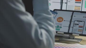 A person is looking at a computer screen with several different apps video