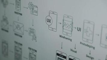 A whiteboard with a diagram of various devices video