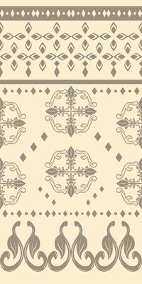 Magnificent Cross Floral Filigree Hand Drawn Traditional Victorian Geometric Fantasy Design with Royal Silver Grey on Beige Background. Luxury Classic Art Pattern as Border Embroidery Textile Ceramics