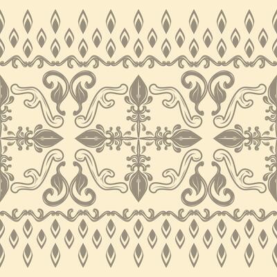 Delicate Royal Silver Grey Ornament Abstract Peacock's Feather Illustration Design Pattern Border on Light Beige Background. Luxury Grandiose Fine Art about Nature Botanical For Wallpaper Fabric Lace