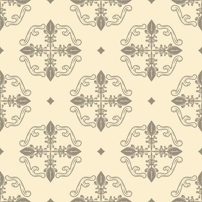 Medieval Hand Drawn With Traditional Detailed Seamless Silver Grey on Beige Background for Elegance Pattern. Illustration ikat baroque Repeat scroll ornament of rich motif border design embroidery rug