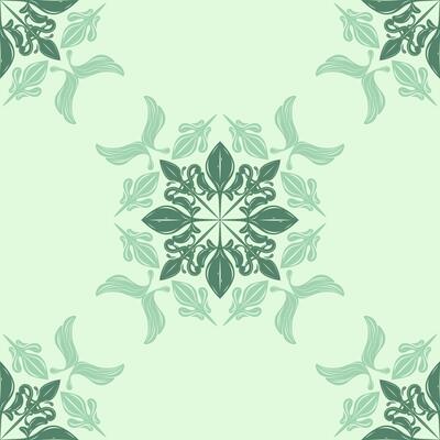 Luxury Elaborate Intricate About Green Shades Deep and Light Tone Decoration Seamless Victorian Florals Pattern. Delicate Blooming And Victory Wings Design for Tiles Floors Mosaic Embroidery Apparel