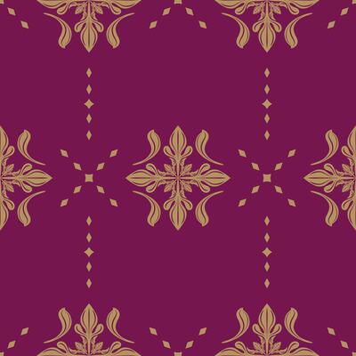 Traditional Baroque Geometric Design Twist Fleur de lis Byzantine Pattern with Gold Filigree on Red Burgundy Background. Royal Elaborate Rich Seamless Repeat Detailed Florals Decoration Embroidery Rug