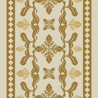 Elaborate Intricate Haute Couture Botanical Pattern Damask Baroque Victorian Style Border Pattern. Royal Classy Design with Scroll Ornament Twist Geometric Striped Rim for All Decoration Embroidery vector