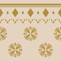 Classy Motif Traditional Striped Pattern Scroll Ornament Geometric Design Pattern on Beige Background in Luxury Style. Delicate Border Rim Round Blooming Detailed Of Baroque for Decoration Neck Batik vector