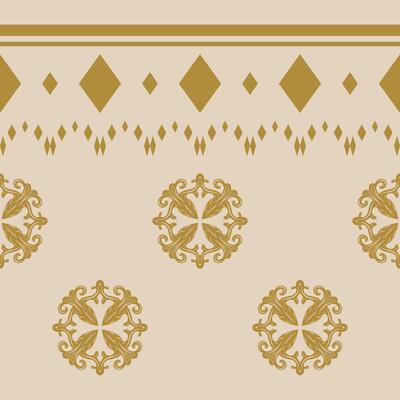 Classy Motif Traditional Striped Pattern Scroll Ornament Geometric Design Pattern on Beige Background in Luxury Style. Delicate Border Rim Round Blooming Detailed Of Baroque for Decoration Neck Batik