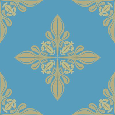 Elegance Royal Blue Background Shades of Gold Florals Seamless Pattern. Sense of Classy Baroque Victorian Detailed Luxury Repeat Design for Embroidery Bedding Apparel Batik Haute Couture Silk Textile