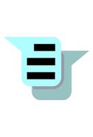 Light blue chat bubbles, message icon, speech form. Two overlapping text balloons, communication symbol vector